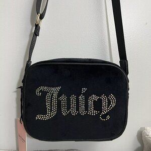 JUICY COUTURE Obsession Velour Crossbody Bag Black Liquorice - NWT